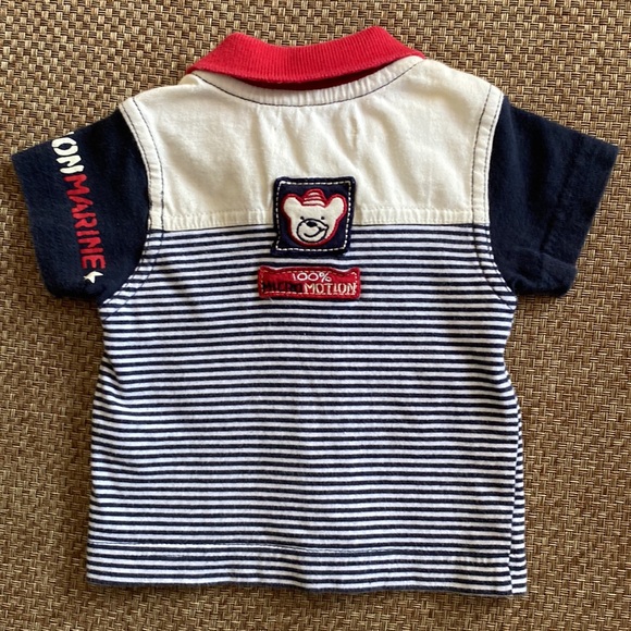 Micromotion Marine Newborn Button-Front Stripe Polo T-Shirt - Picture 5 of 10